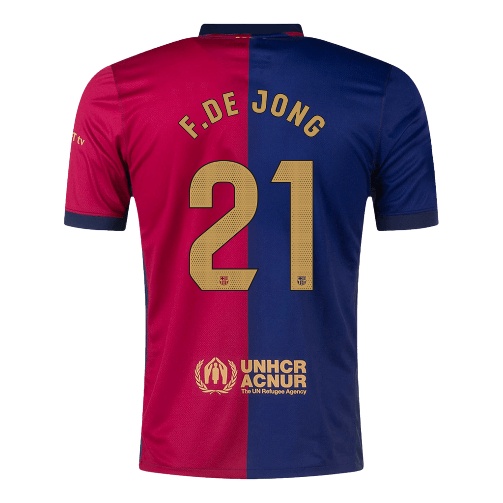F.DE JONG #21 Barcelona Home Football Shirt 2024/25 - Spotify Logo Without Text