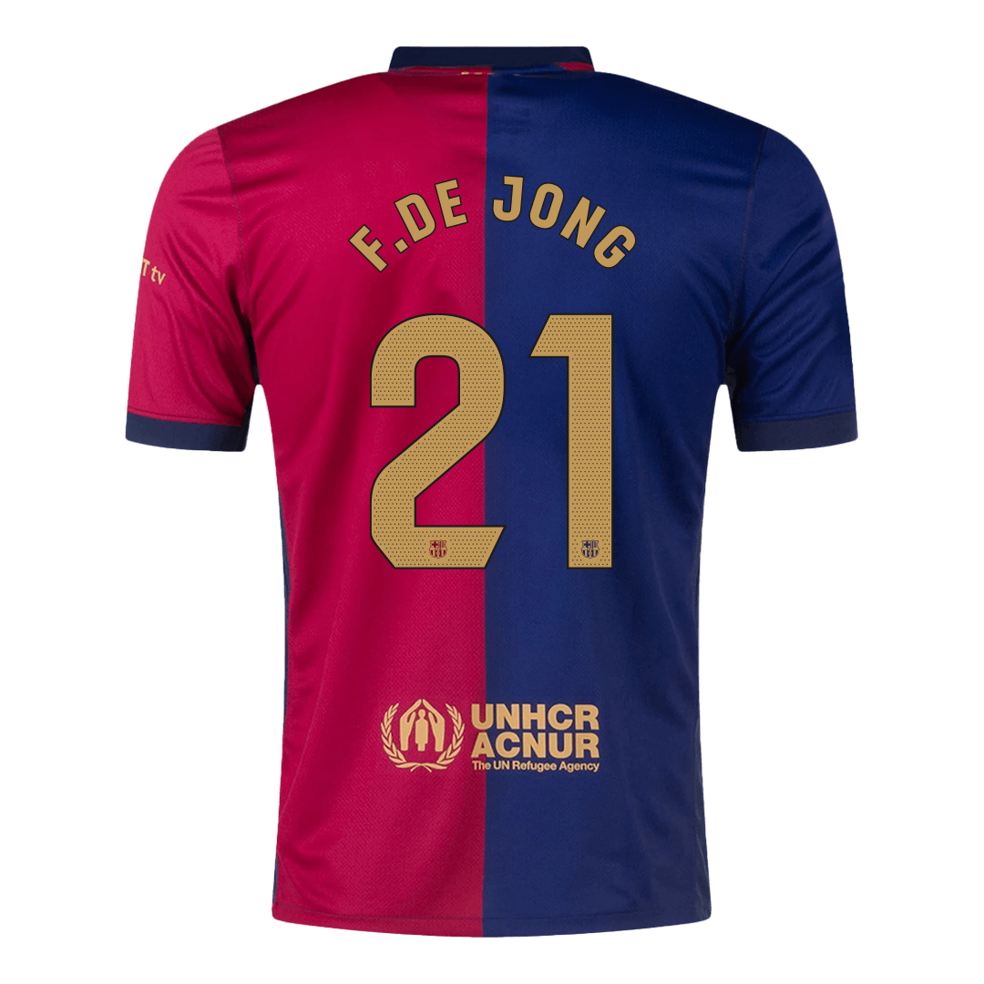 F.DE JONG #21 Barcelona Home Football Shirt 2024/25 - Spotify Logo Without Text