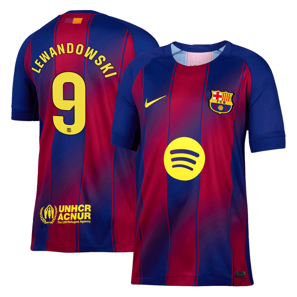 LEWANDOWSKI #9 Barcelona Home Football Shirt 2025/26 Red&Blue