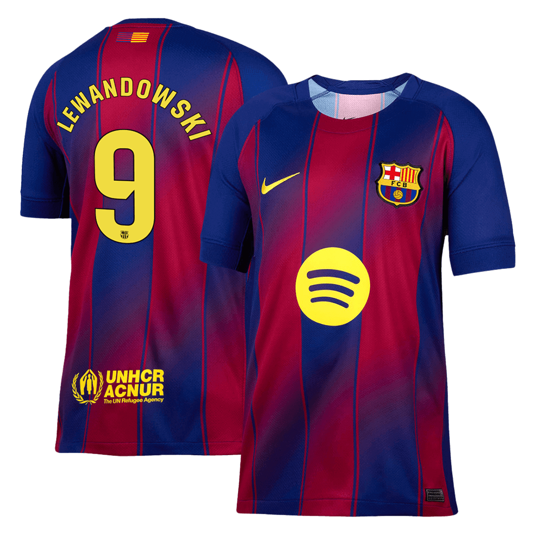 LEWANDOWSKI #9 Barcelona Home Football Shirt 2025/26 Red&Blue
