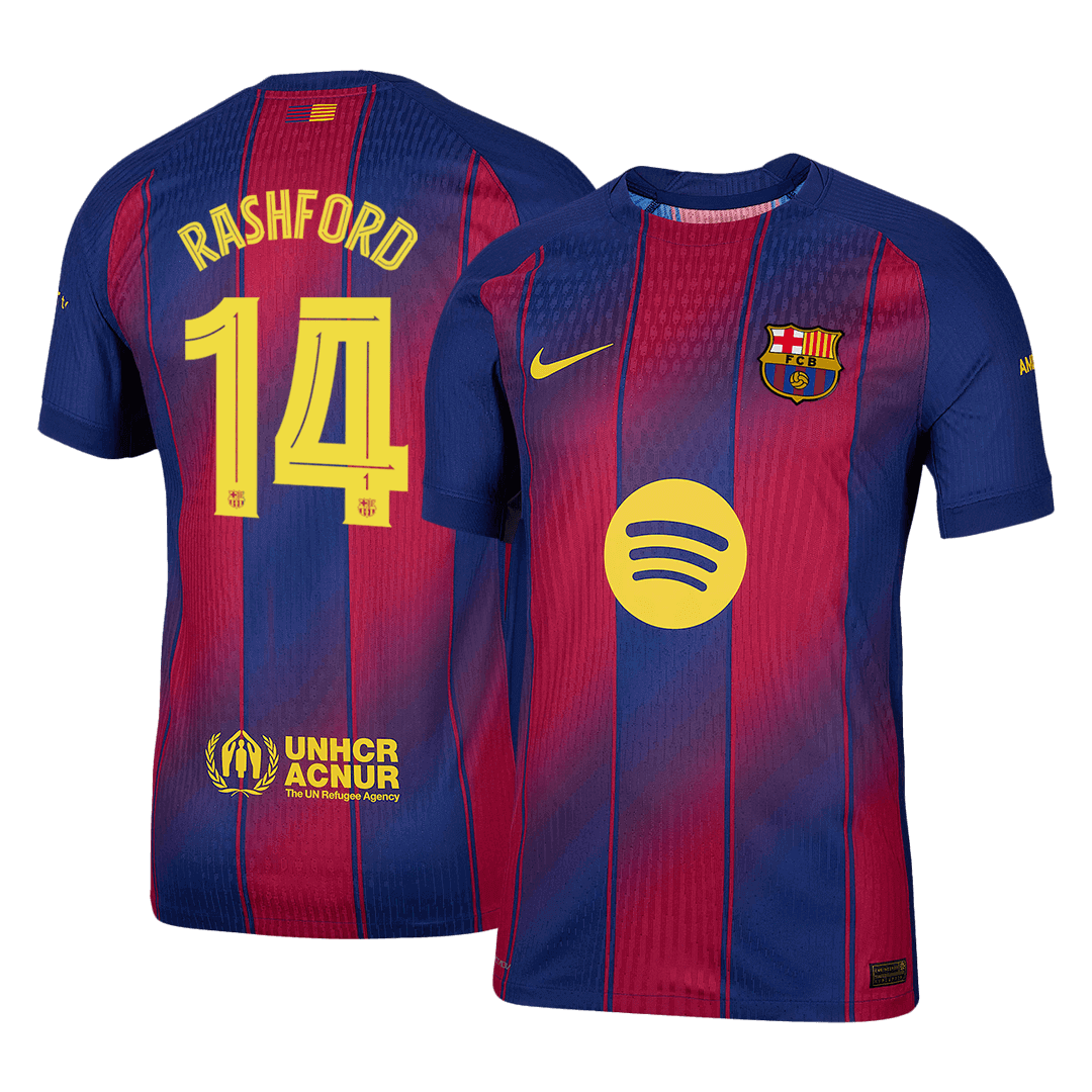 Player Version RASHFORD #14 Barcelona Home Football Shirt 2025/26 Red&Blue - UCL