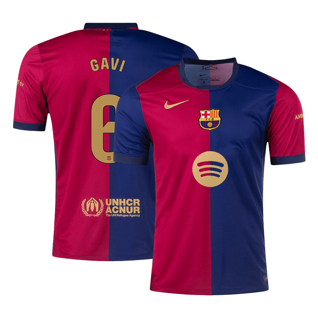 GAVI #6 Barcelona Home Football Shirt 2024/25 - Spotify Logo Without Text