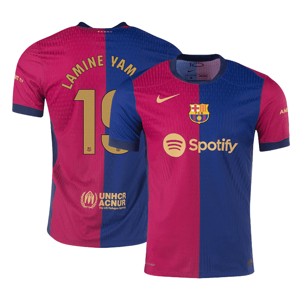Player Version LAMINE YAMAL #19 Barcelona Home Football Shirt 2024/25- - old sponsor