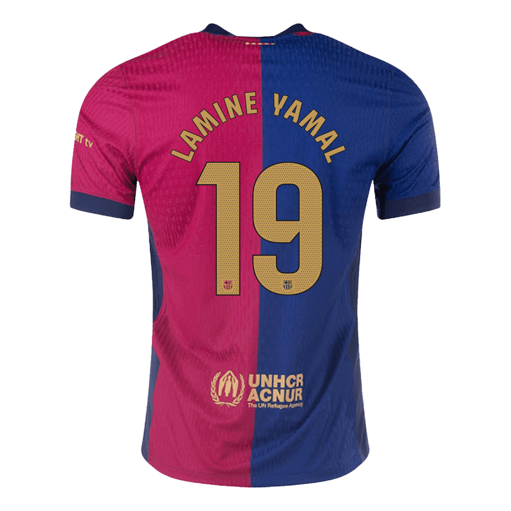 Player Version LAMINE YAMAL #19 Barcelona Home Football Shirt 2024/25- - old sponsor