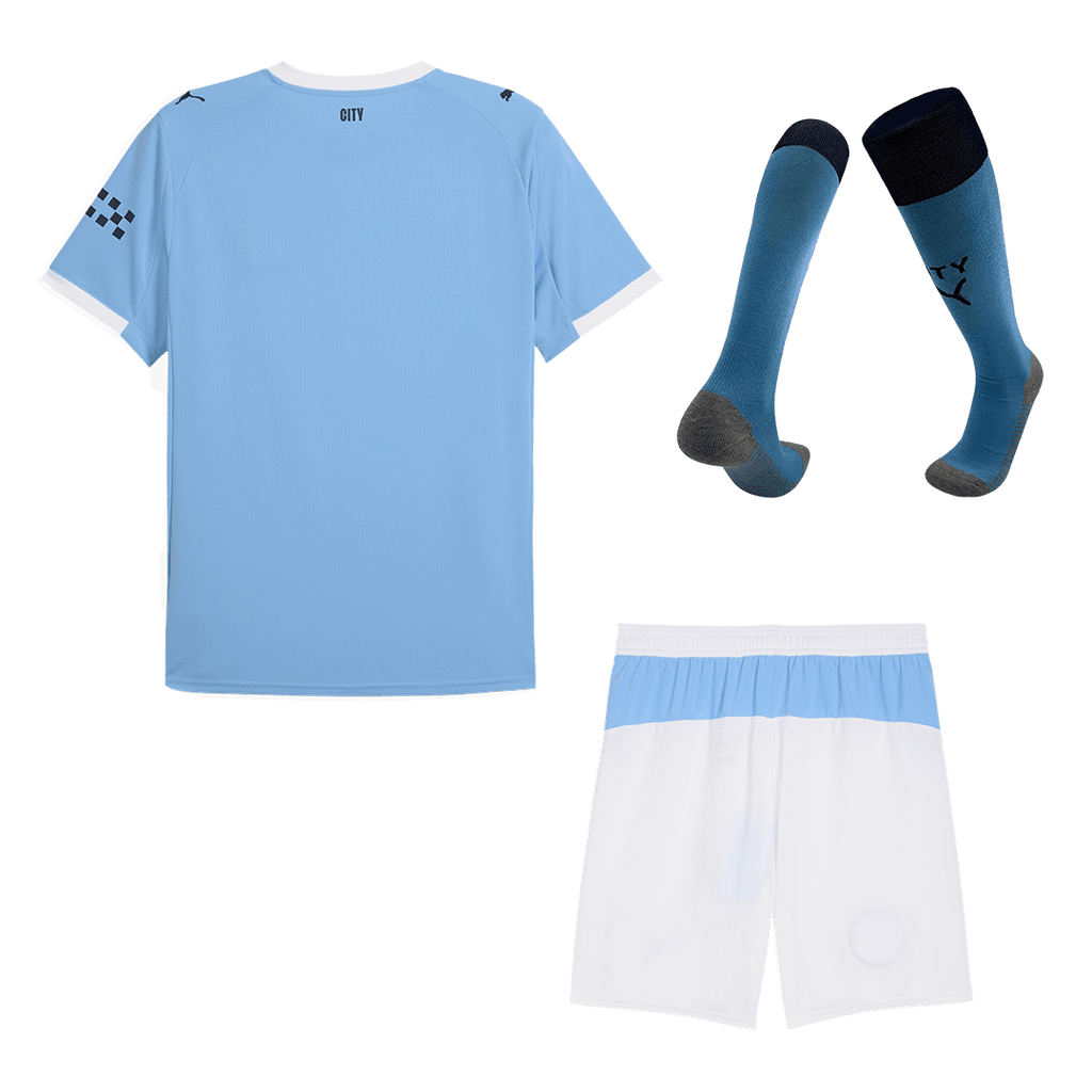 Manchester City Home Football Shirt Kit(Jersey+Shorts+Socks) 2025/26 Blue