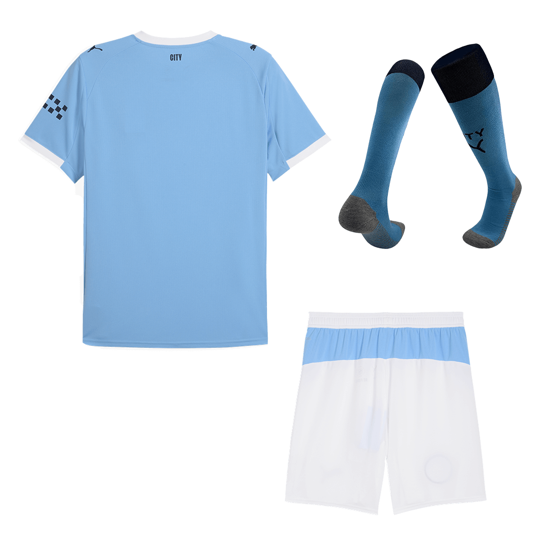 Manchester City Home Football Shirt Kit(Jersey+Shorts+Socks) 2025/26 Blue