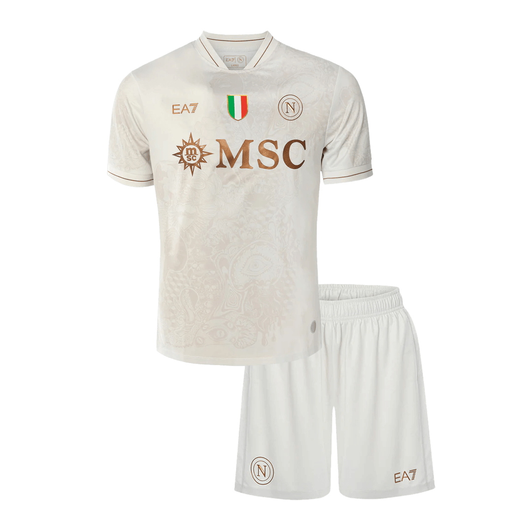 Kid's 25/26 Napoli Away Kit(Jersey+Shorts) White