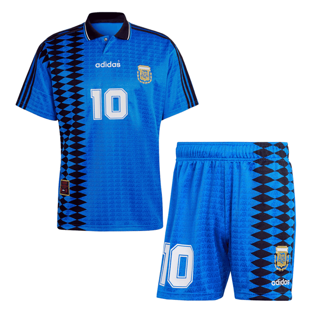 Retro #10 Argentina Away Football Shirt Kit(Jersey+Shorts) 1994