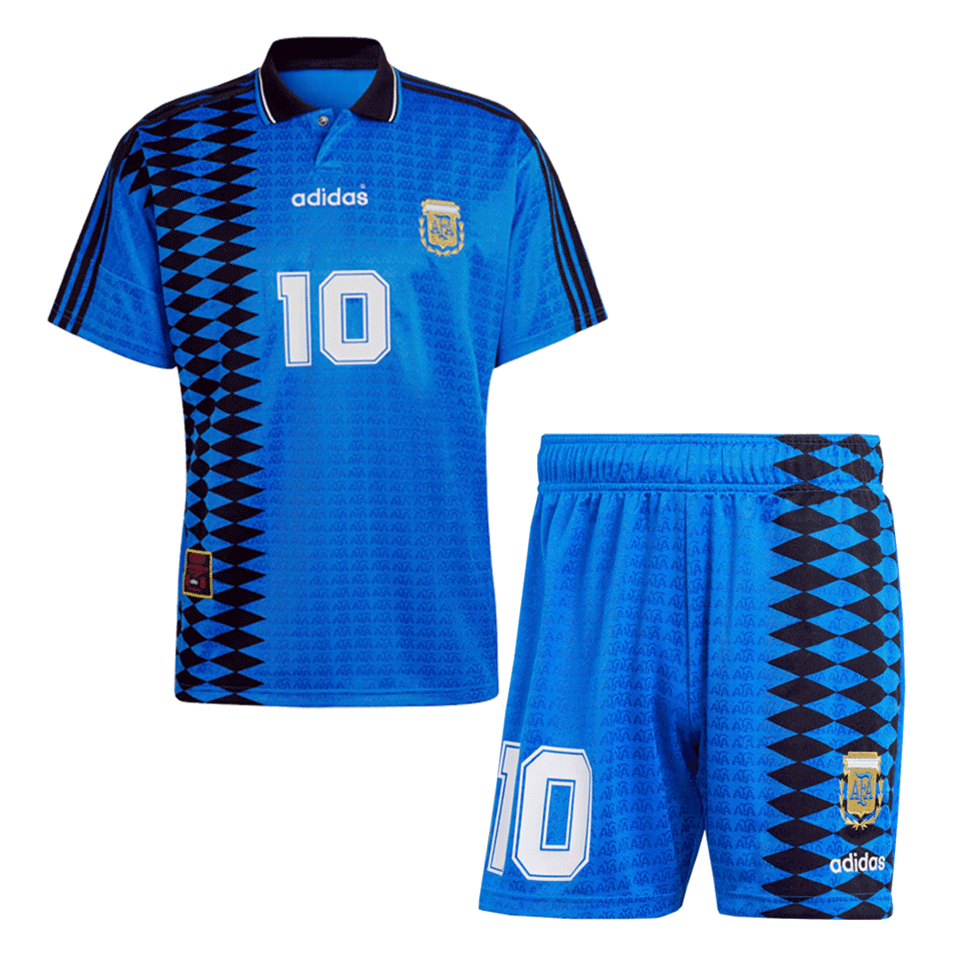 Retro #10 Argentina Away Football Shirt Kit(Jersey+Shorts) 1994