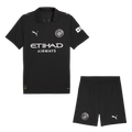 Manchester City Away Football Shirt Kit(Jersey+Shorts) 2025/26 Black