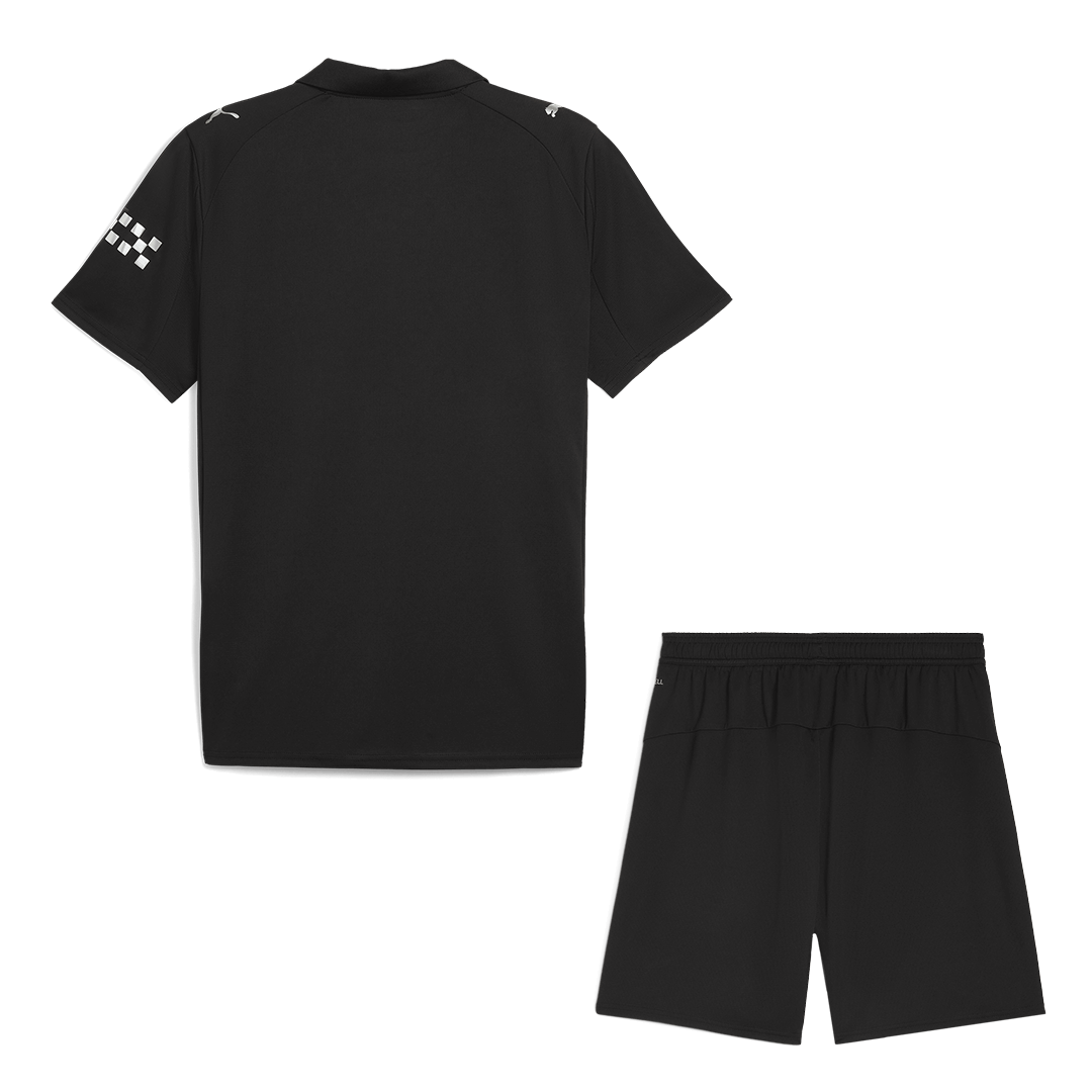 Manchester City Away Football Shirt Kit(Jersey+Shorts) 2025/26 Black