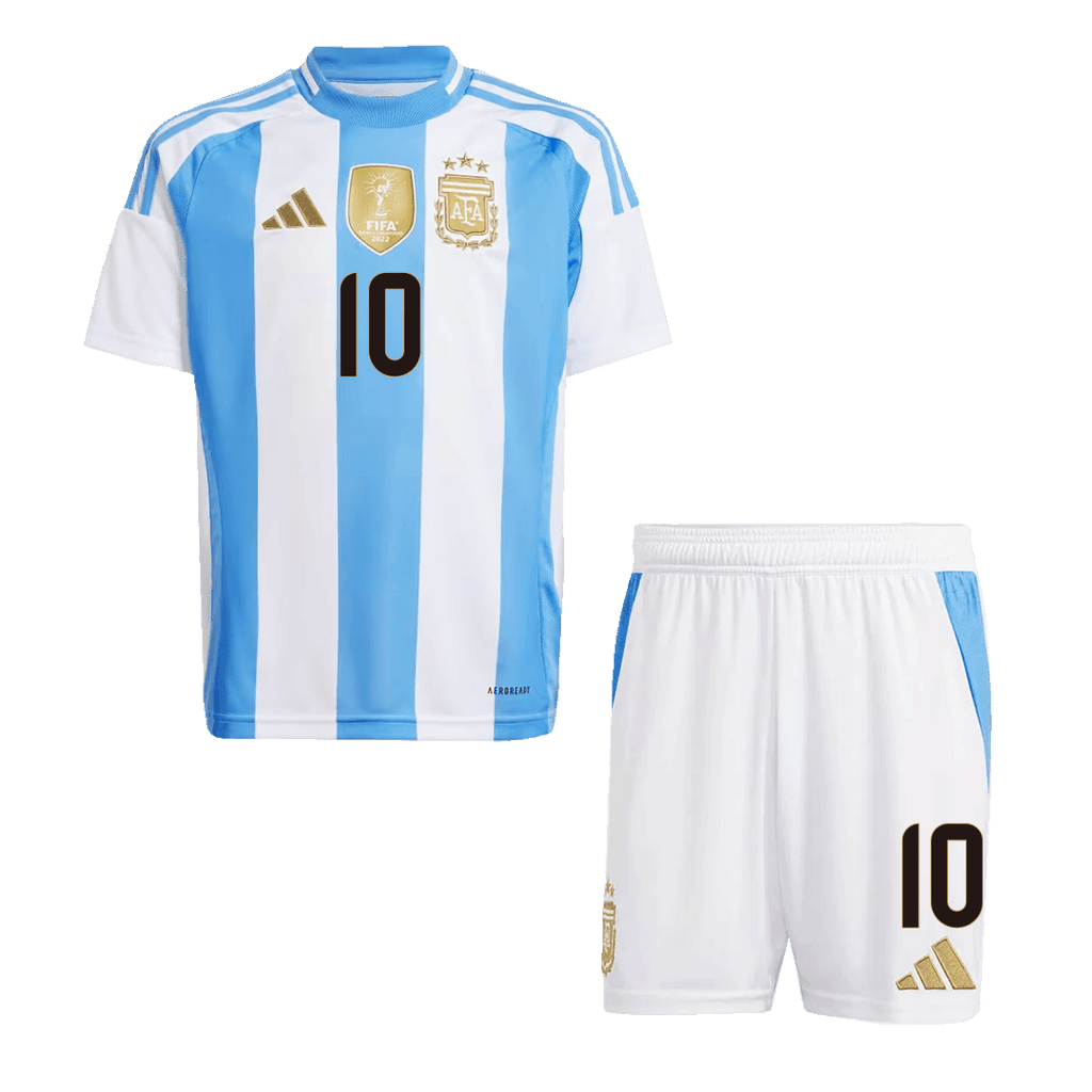 Kid's MESSI #10 Argentina Home Football Shirt Kit(Jersey+Shorts) 2024