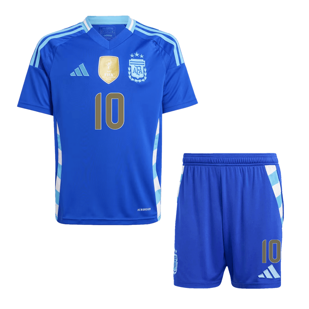Kid's MESSI #10 Argentina Away Football Shirt Kit(Jersey+Shorts) 2024