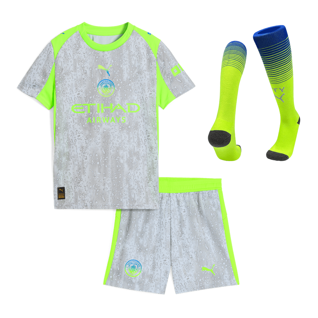 Kid's Manchester City Third Away Football Shirt Kit(Jersey+Shorts+Socks) 2025/26
