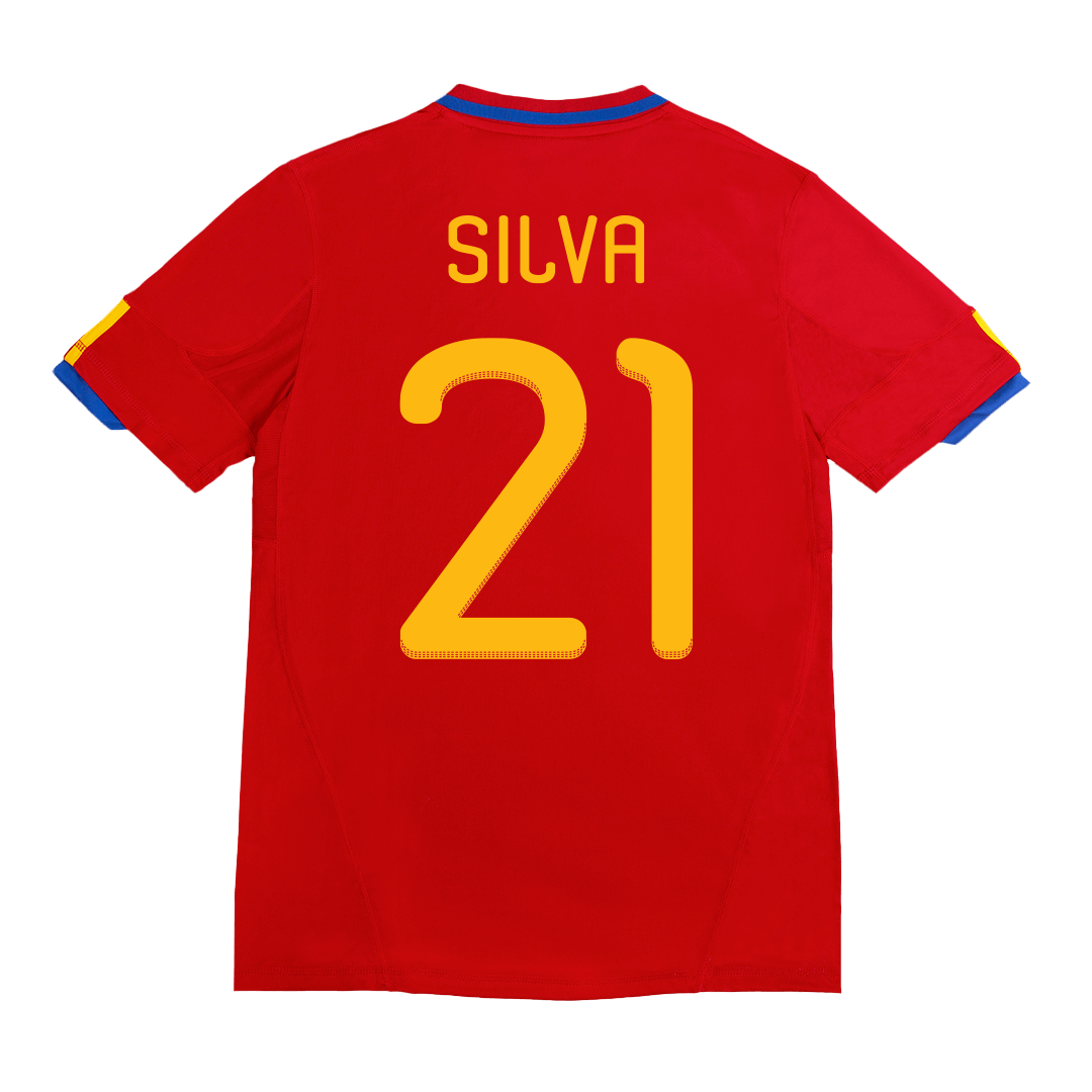 Retro SILVA #21 2010 Spain Home Football Shirt