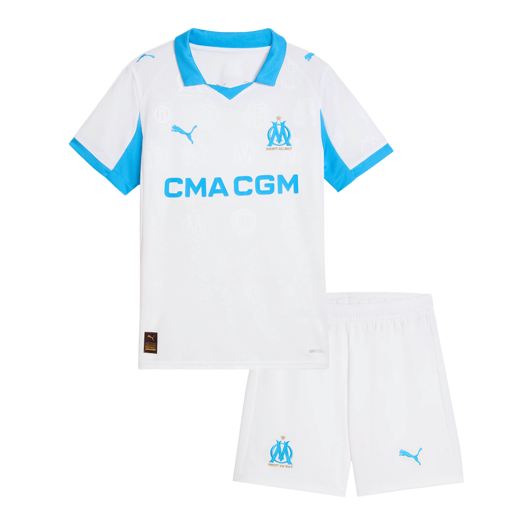 Kid's Marseille Home Football Shirt Kit(Jersey+Shorts) 25/26 White