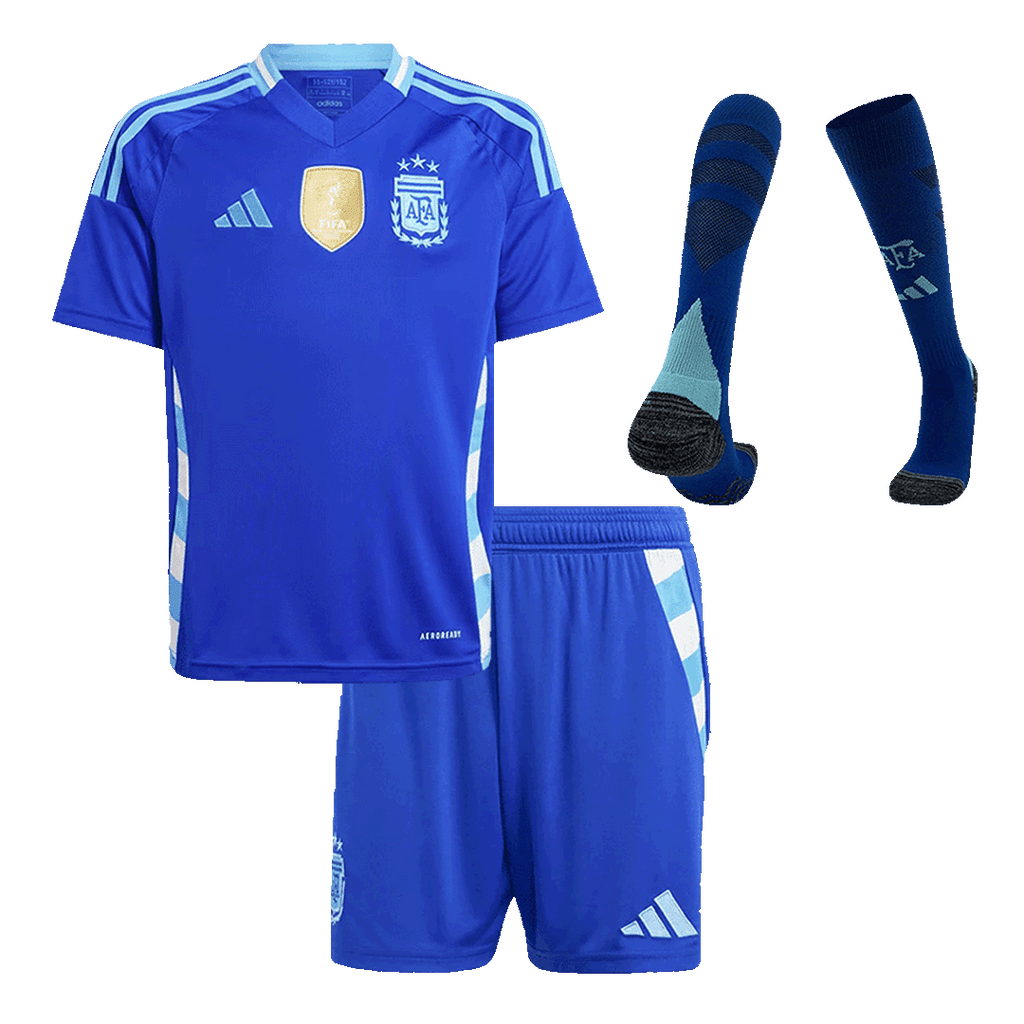 Kid's Argentina Away Football Shirt Kit(Jersey+Shorts+Socks) 2024