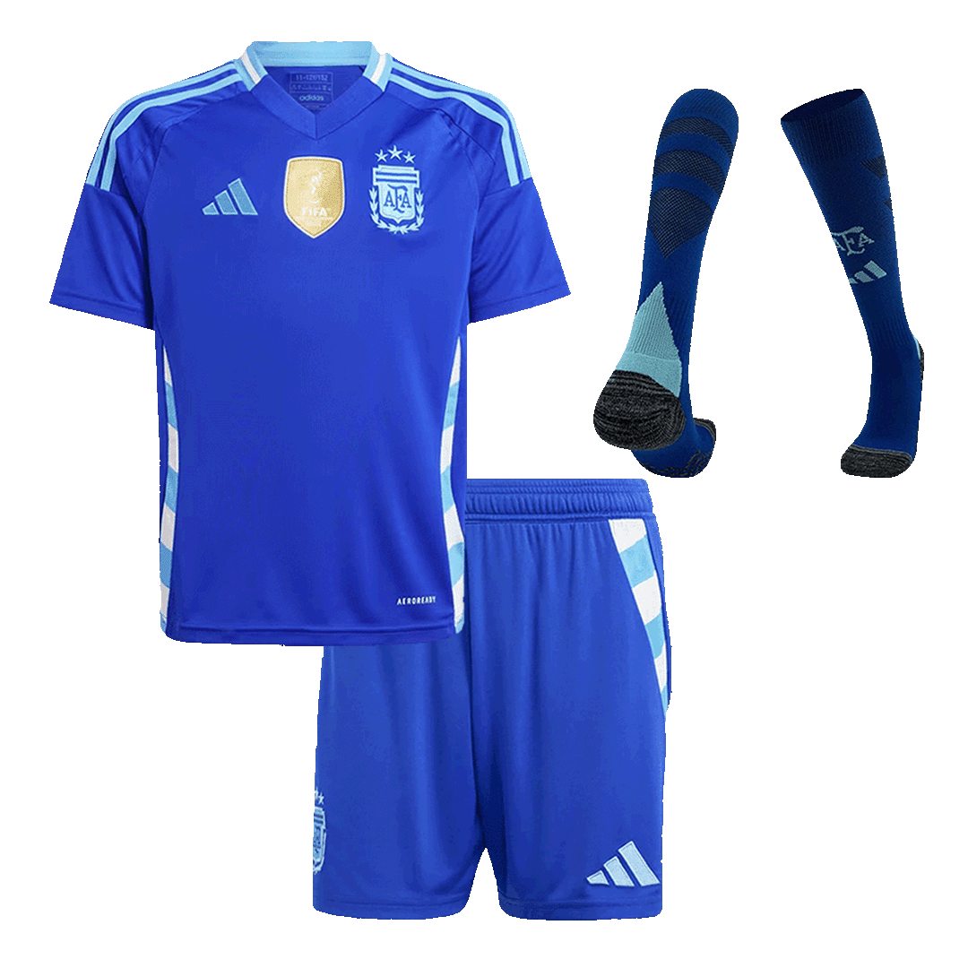 Kid's Argentina Away Football Shirt Kit(Jersey+Shorts+Socks) 2024