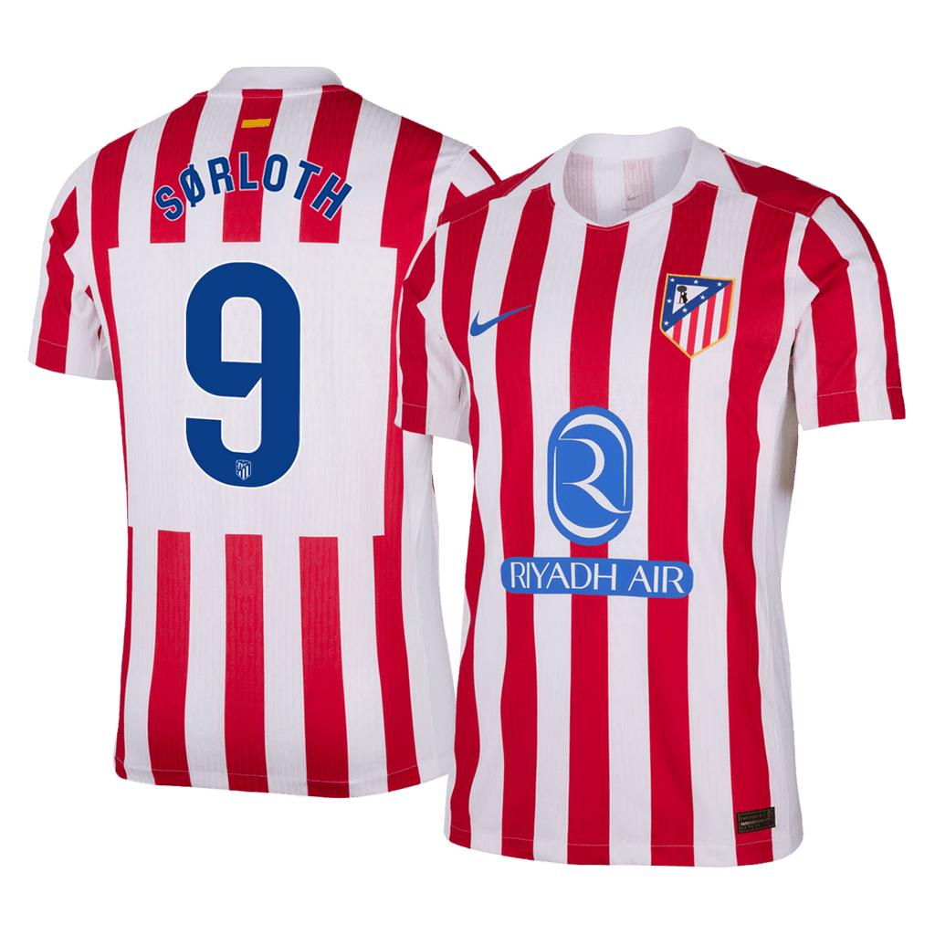 Player Version SØRLOTH #9 Atletico Madrid Home Soccer Jersey 2025/26