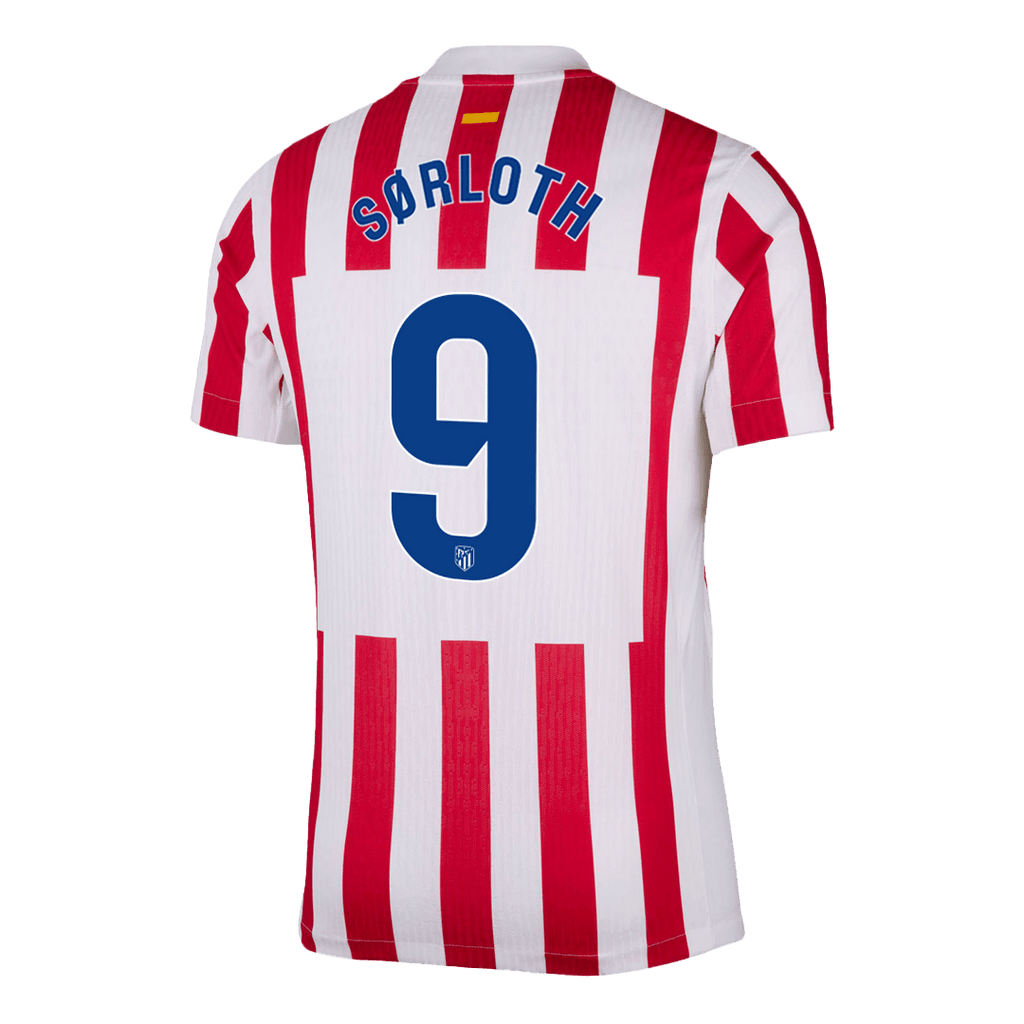Player Version SØRLOTH #9 Atletico Madrid Home Soccer Jersey 2025/26