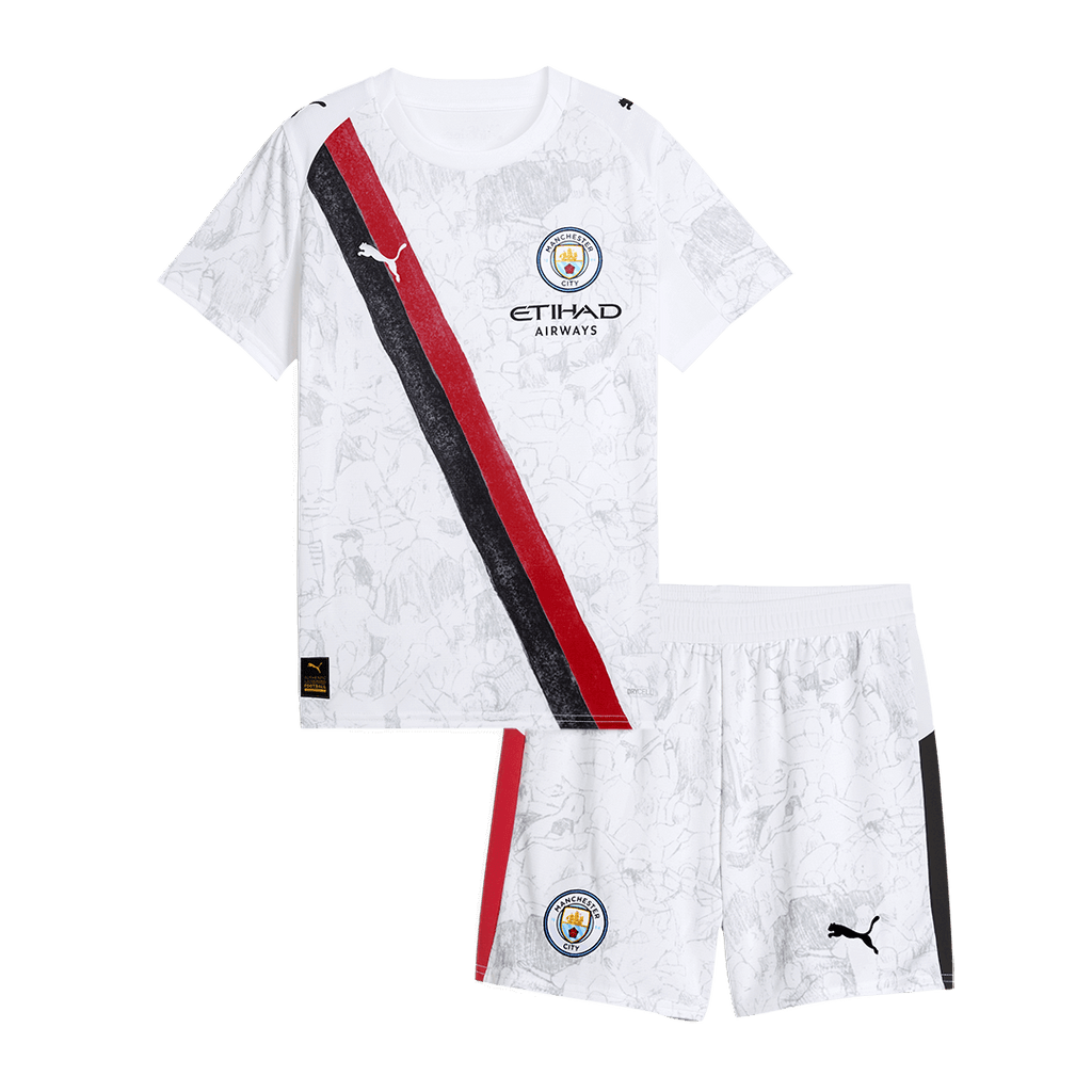 Kid's Manchester City KidSuper Football Shirt Kit(Jersey+Shorts) 2025/26 White - Club World Cup