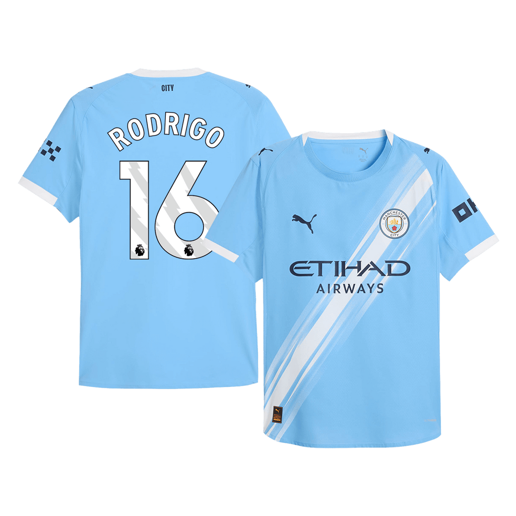 Player Version RODRIGO #16 Manchester City Home Football Shirt 2025/26 Blue