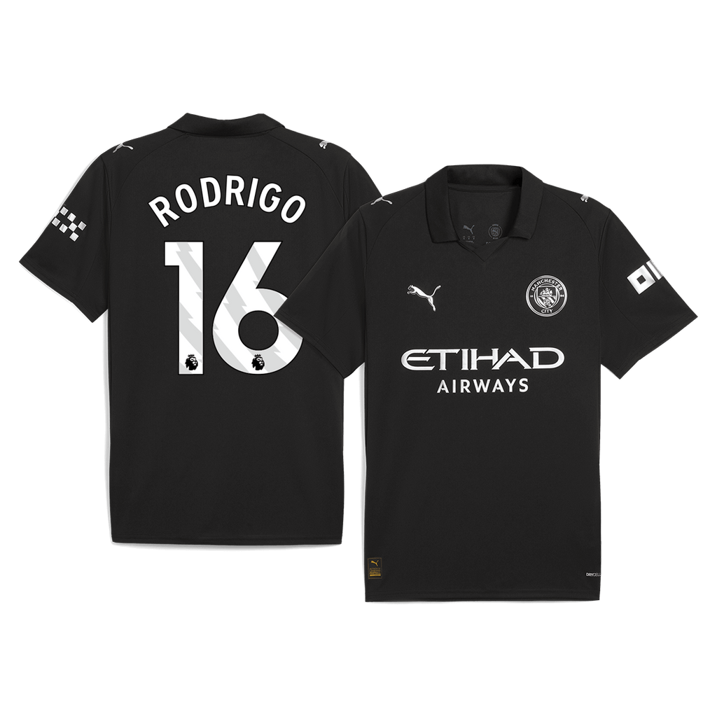 RODRIGO #16 Manchester City Away Football Shirt 2025/26 Black