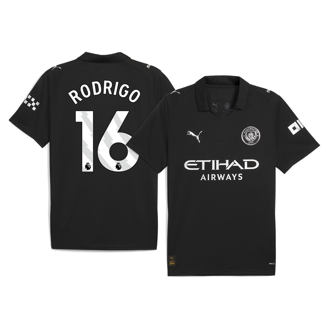 RODRIGO #16 Manchester City Away Football Shirt 2025/26 Black
