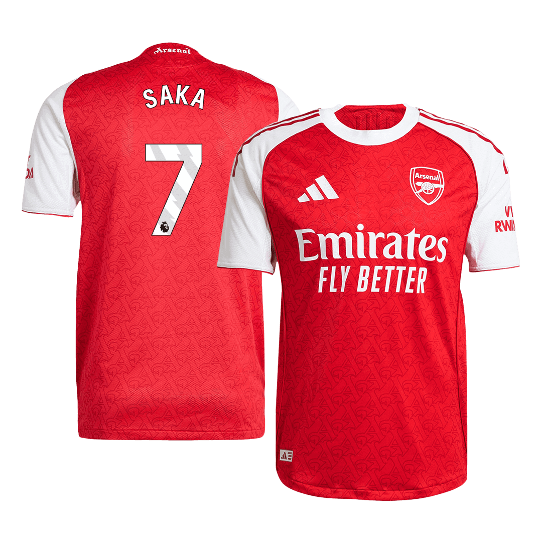 Player Version SAKA #7 Arsenal Home Football Shirt 2025/26 Red