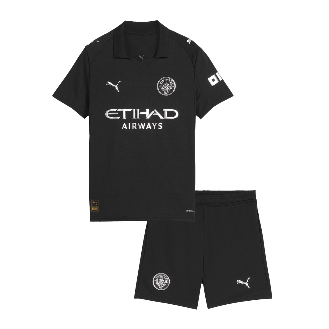 Kid's Manchester City Away Football Shirt Kit(Jersey+Shorts) 2025/26 Black