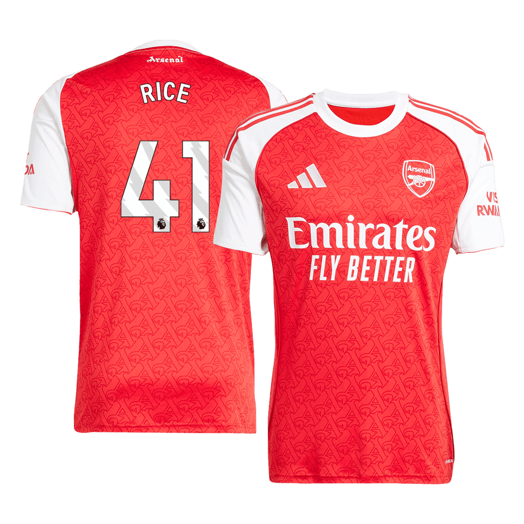 RICE #41 Arsenal Home Football Shirt 2025/26 Red