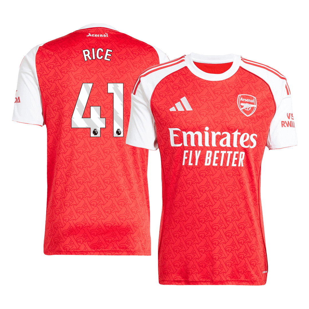 RICE #41 Arsenal Home Football Shirt 2025/26 Red