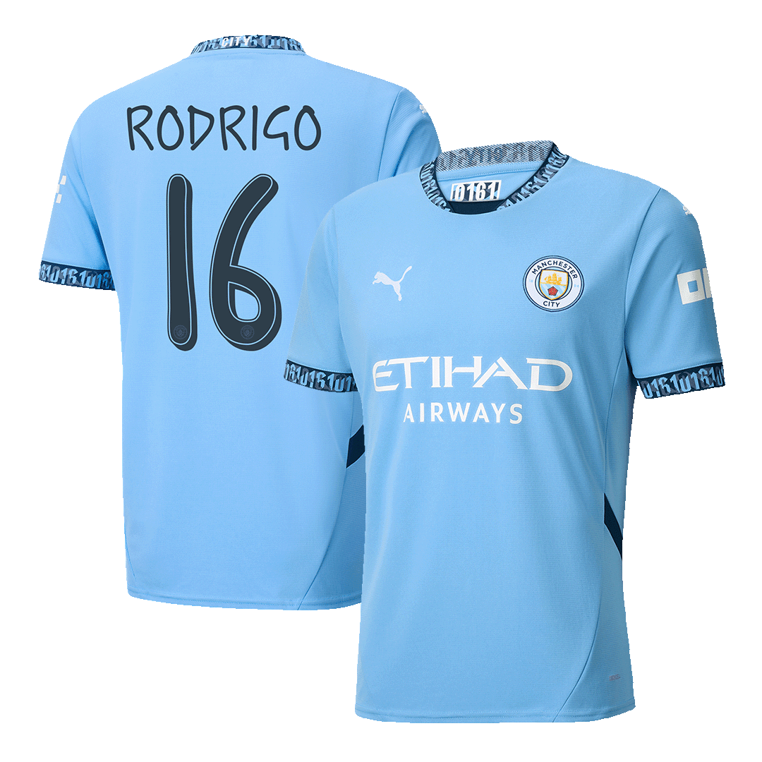RODRIGO #16 Manchester City Home Football Shirt - UCL