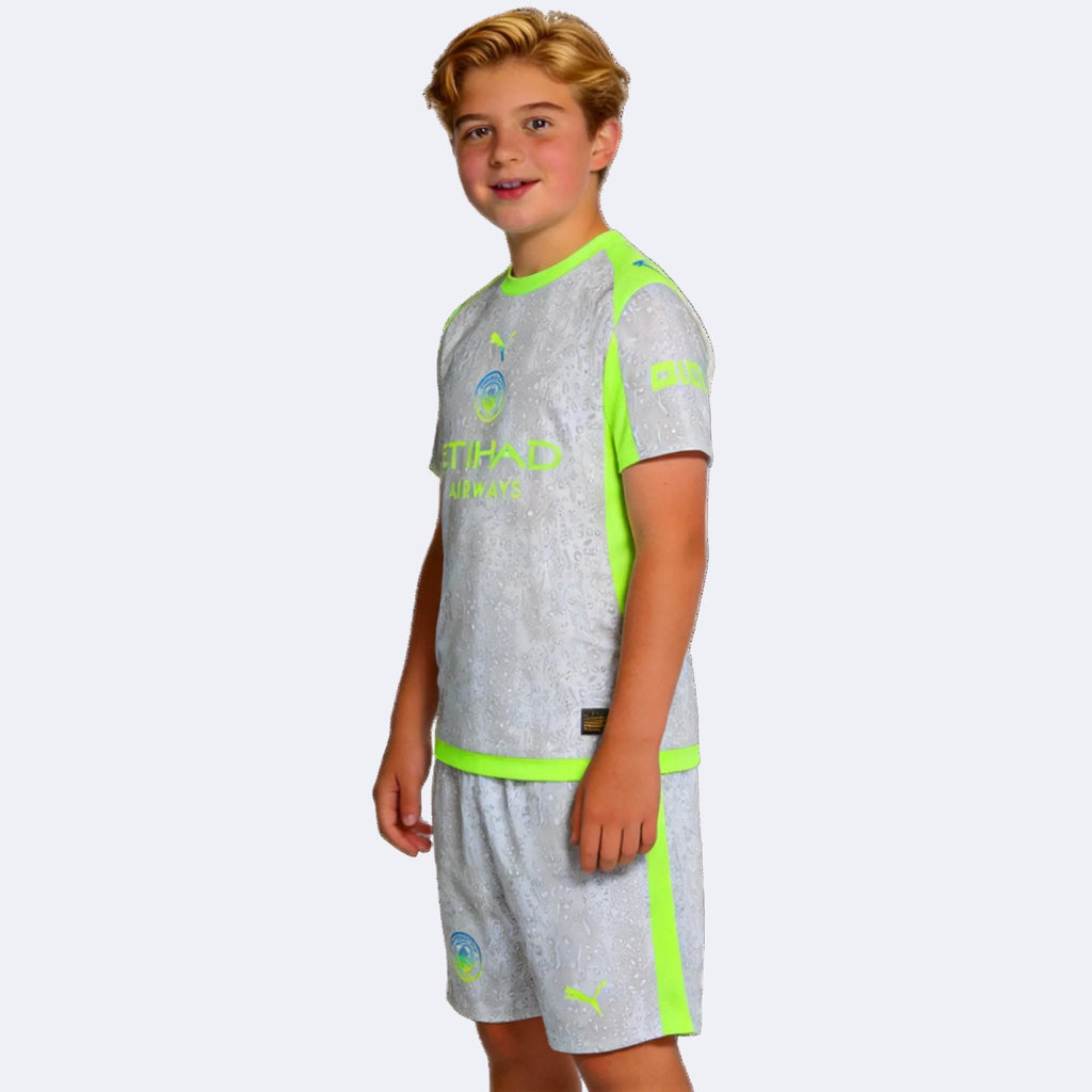 Kid's Manchester City Third Away Football Shirt Kit(Jersey+Shorts) 2025/26
