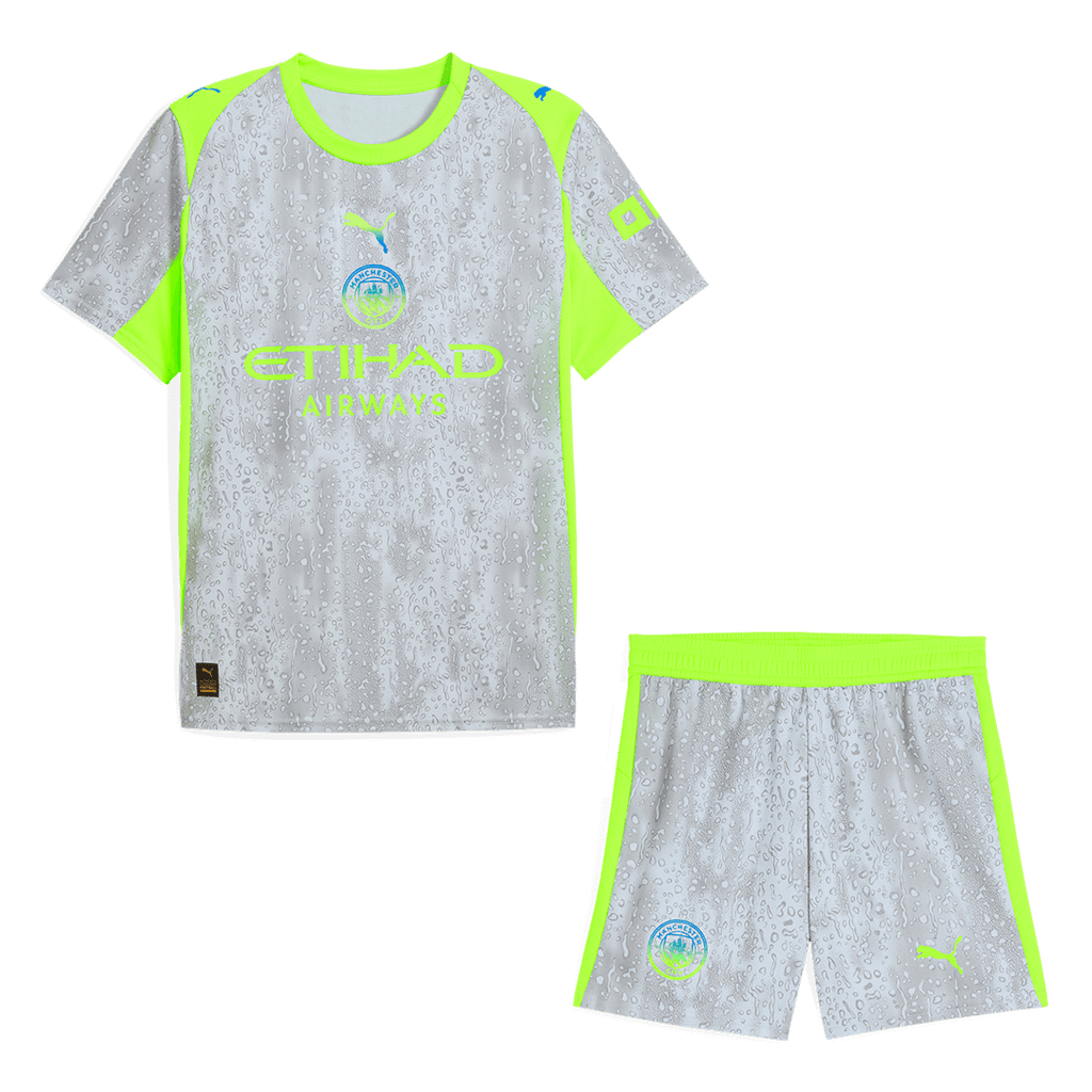 Manchester City Third Away Football Shirt Kit(Jersey+Shorts) 2025/26