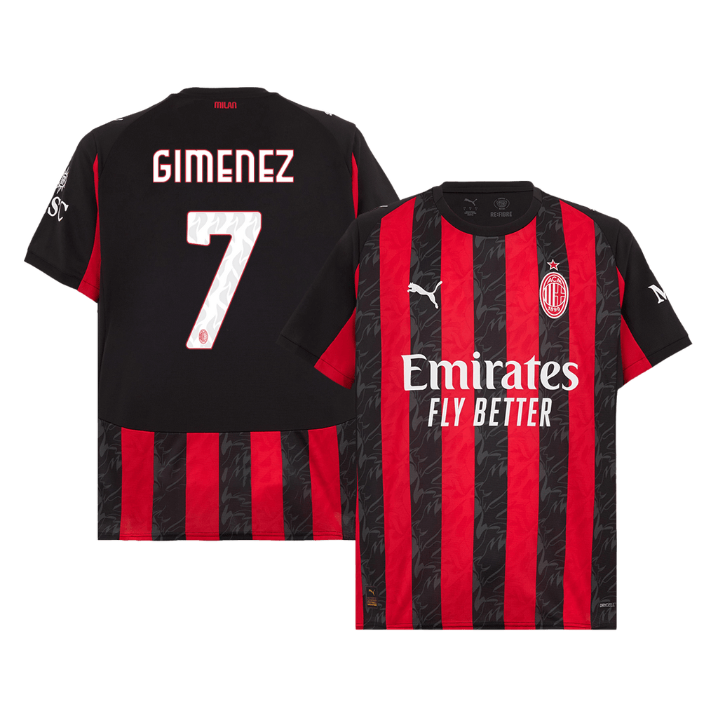 GIMENEZ #7 AC Milan Home Football Shirt 2025/26 Red&Black