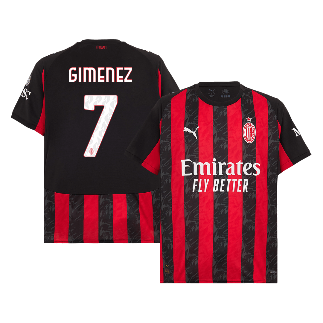 GIMENEZ #7 AC Milan Home Football Shirt 2025/26 Red&Black