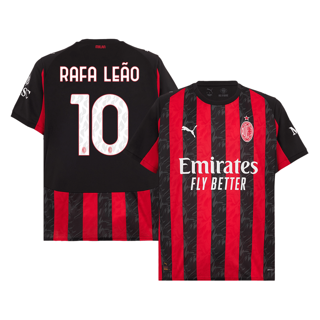 RAFA LEÃO #10 AC Milan Home Football Shirt 2025/26 Red&Black