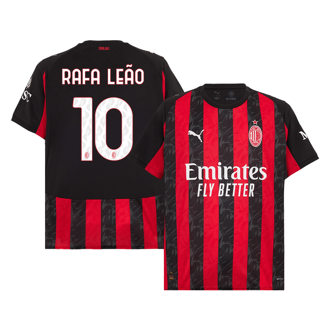RAFA LEÃO #10 AC Milan Home Football Shirt 2025/26 Red&Black