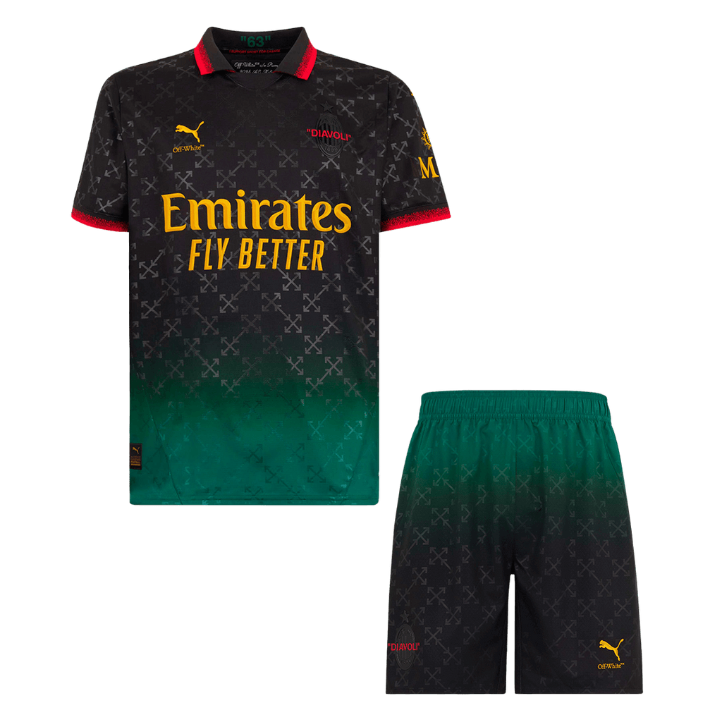 AC Milan Fourth Away Football Shirt Kit(Jersey+Shorts) 2024/25 Green&Black