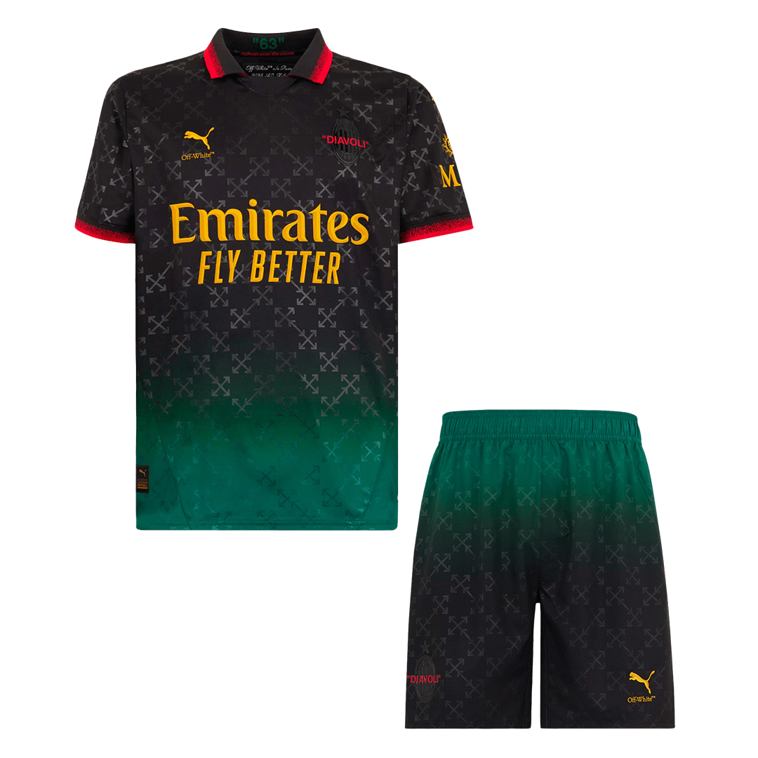 AC Milan Fourth Away Football Shirt Kit(Jersey+Shorts) 2024/25 Green&Black