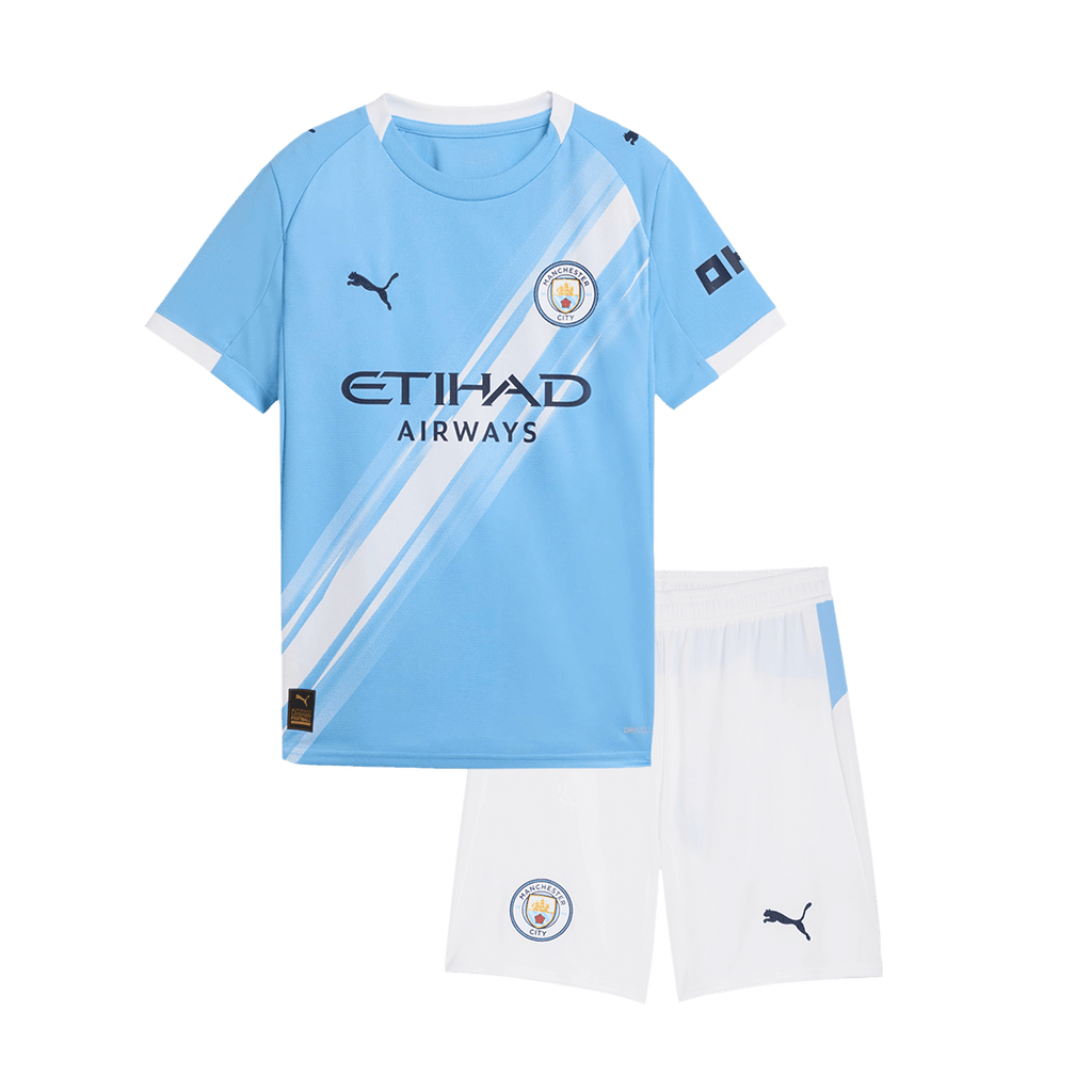 Kid's Manchester City Home Football Shirt Kit(Jersey+Shorts) 2025/26 Blue