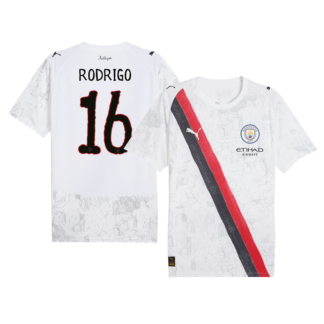 RODRIGO #16 Manchester City KidSuper Football Shirt 2025/26 White - Club World Cup