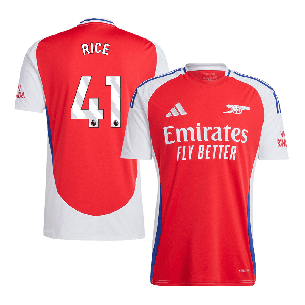 RICE #41 Arsenal Home Football Shirt Red