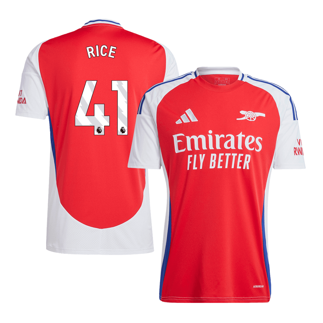 RICE #41 Arsenal Home Football Shirt Red