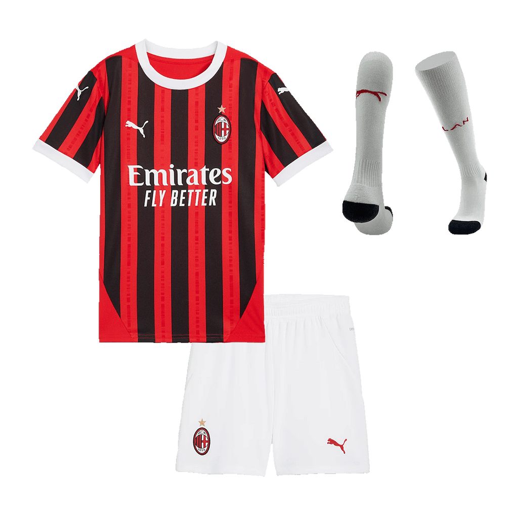 Kid's AC Milan Home Football Shirt Kit(Jersey+Shorts+Socks) 2024/25