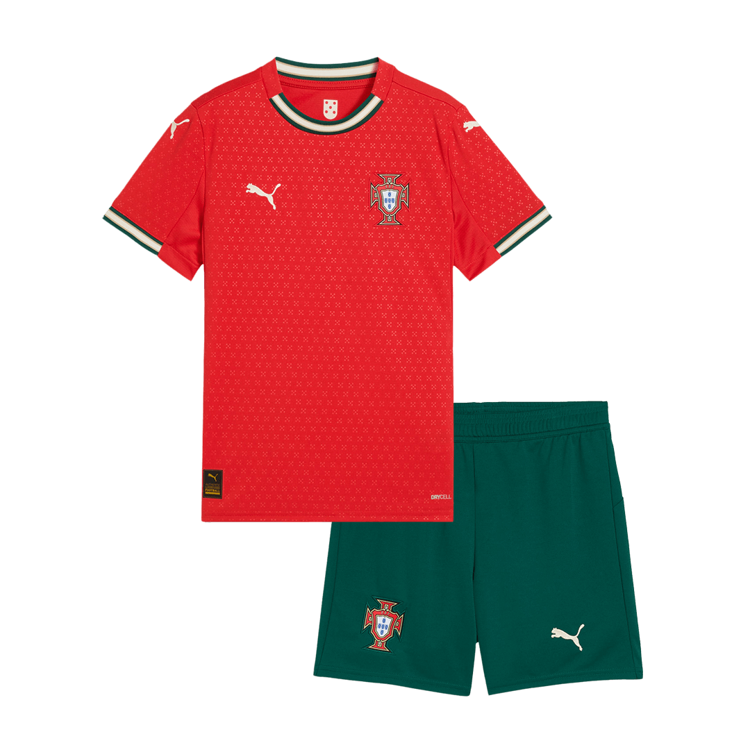 Kid's Portugal Home Football Shirt Kit(Jersey+Shorts) 2025 Red