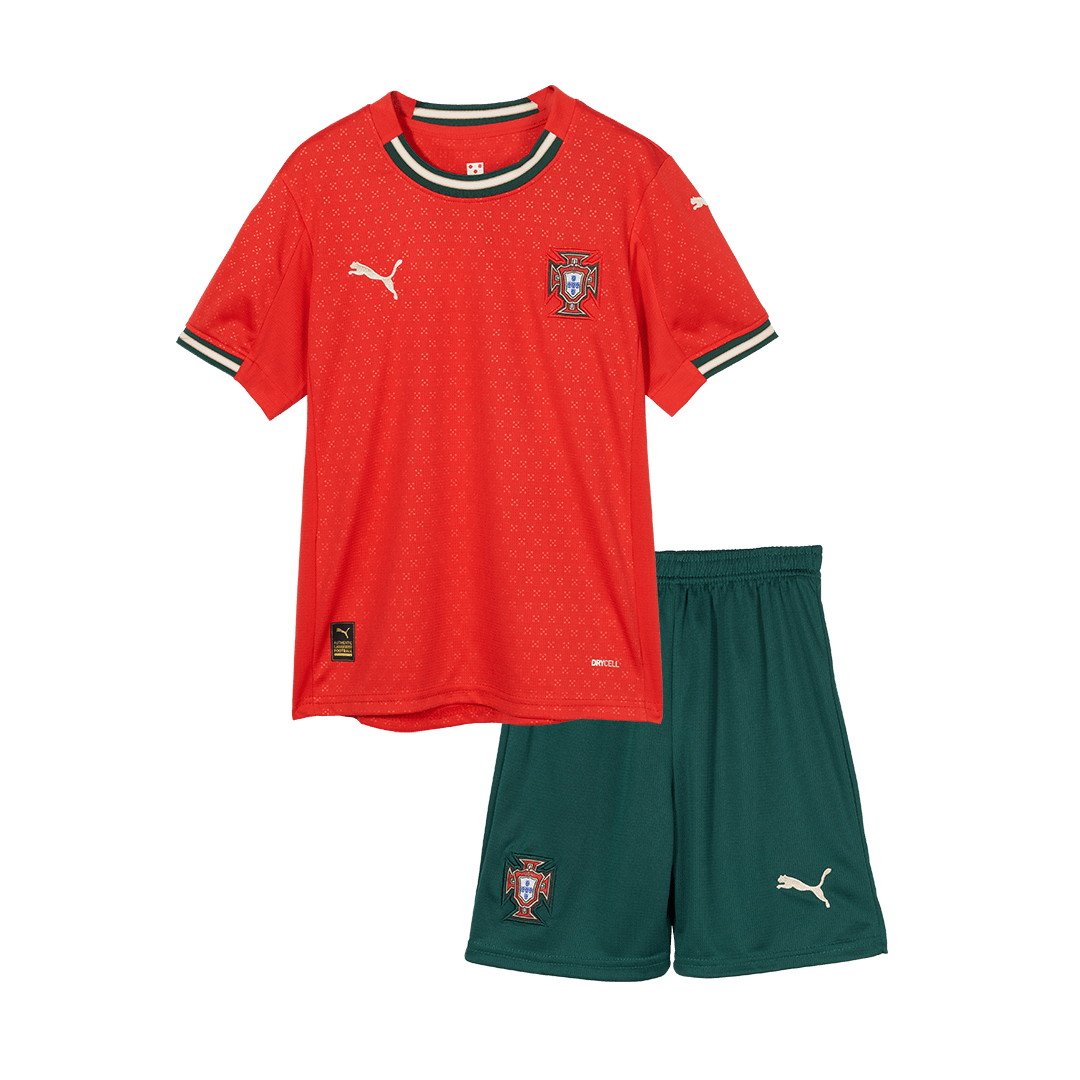 Kid's Portugal Home Football Shirt Kit(Jersey+Shorts) 2025 Red
