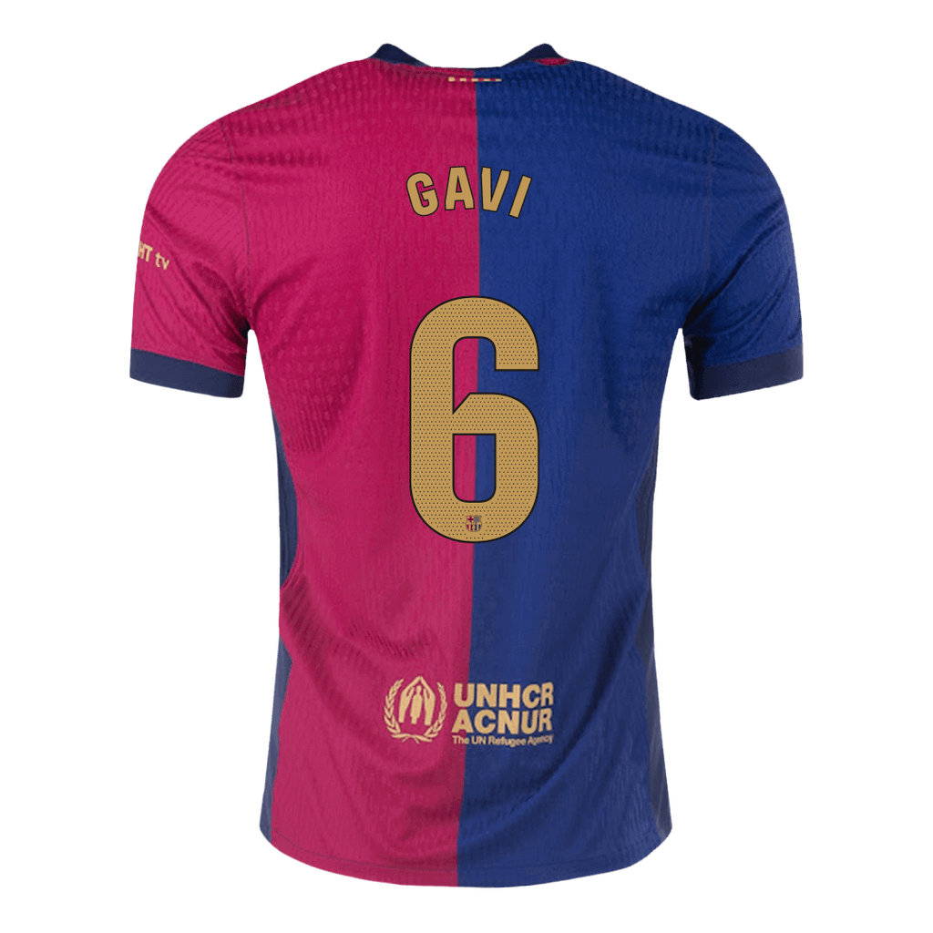 Player Version GAVI #6 Barcelona Home Football Shirt 2024/25 - Spotify Logo Without Text