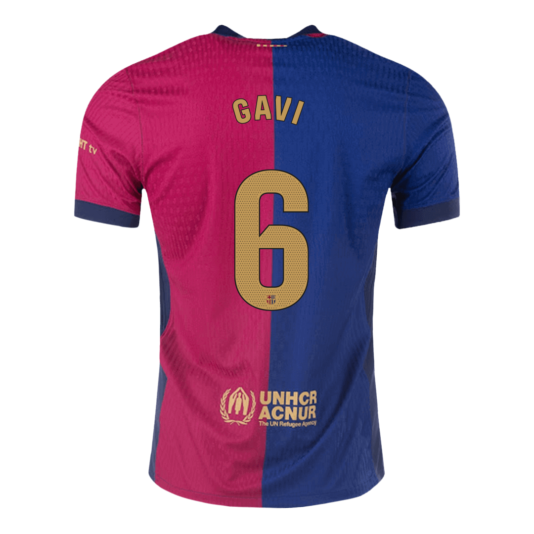 Player Version GAVI #6 Barcelona Home Football Shirt 2024/25 - Spotify Logo Without Text